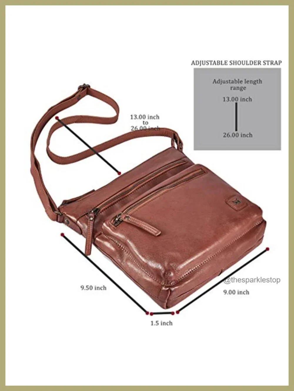 Genuine Full-Grain Leather Crossbody Bag Sling Purse Travel Handbag
